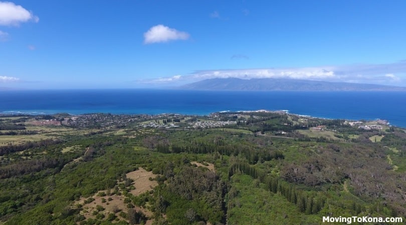 An aerial photograph of the Hawaiian coastline.