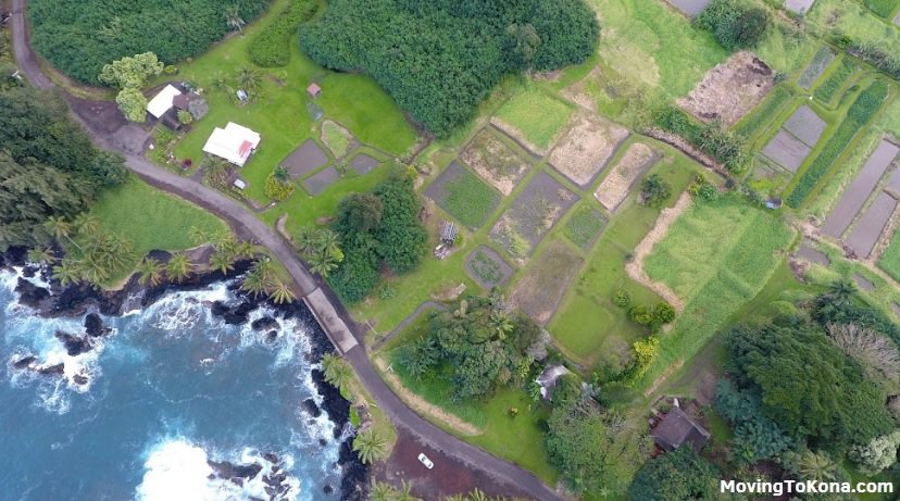 An aerial photograph of the Hawaiian coastline.