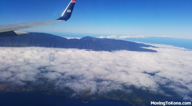 View of a Hawaii island from an airplane.
