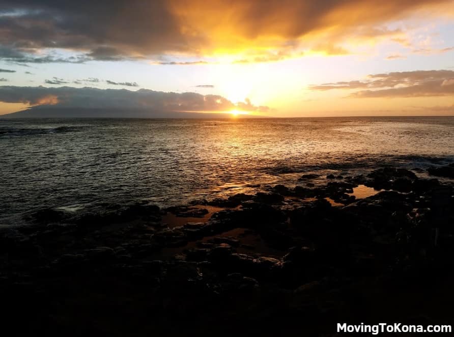A beautiful sunset on a Hawaiian beach.