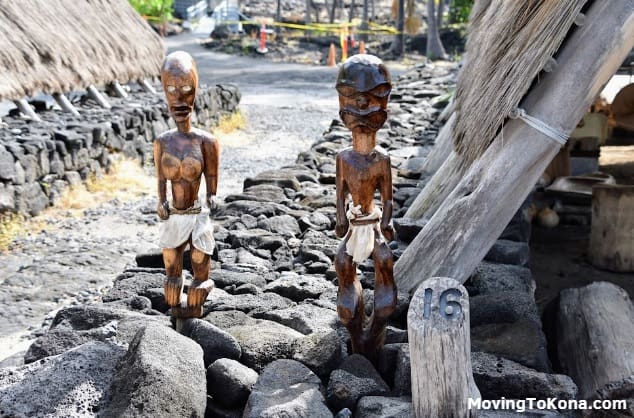 Ancient Hawaiian wooden sculptures.