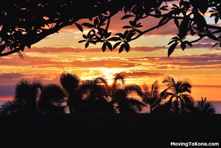 An orange Hawaiian sunset.